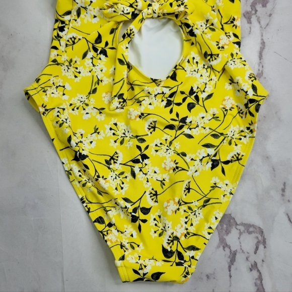 La Blanca One Piece Womens 4 6 Small Swim Yellow Floral Bathing Suit Ruched - Picture 7 of 14